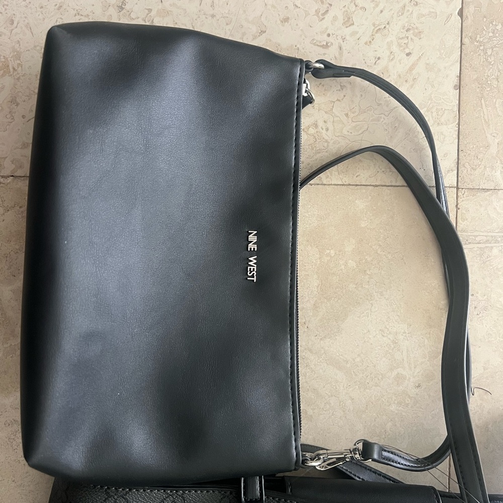 Nine West Black Structured Tote with Leather Trim - Picture 3 of 6
